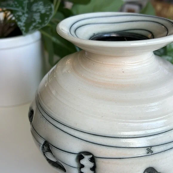 Handmade Pottery Vase Abstract Shapes Husby - Picture 5 of 12